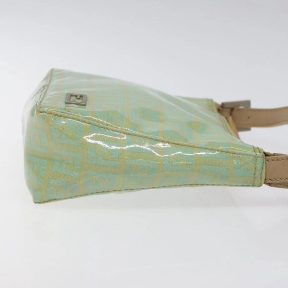 FENDI Zucchino Canvas Hand Bag Peppermint Silver Auth bs24337 - Picture 5 of 16